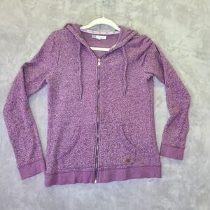 Roxy Maroon Heathered Zip Hoodie Women's L 20" Sleeve 36" Bust